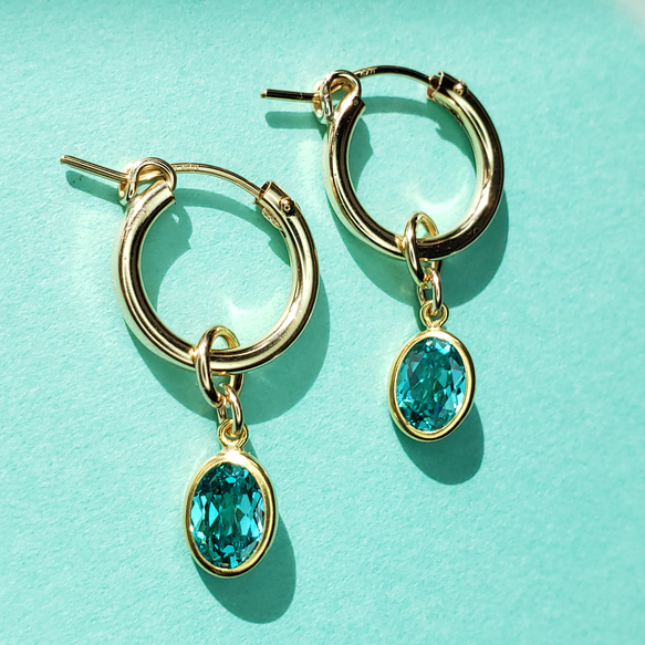 人工パライバトルマリン ベゼルチャーム付 ステンレス製フック