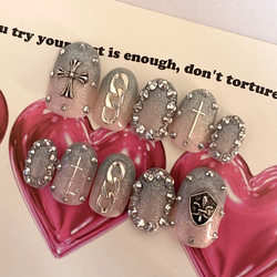 design147】韓国 ピンクハートチークネイルチップ ネイルチップ（つけ