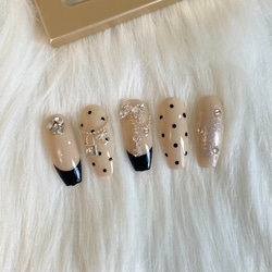 ネイルチップ チップオーバーレイ フレンチネイル ドット柄 18点セット ネイルチップ チップオーバーレイ フレンチネイル ドット柄 18点セット