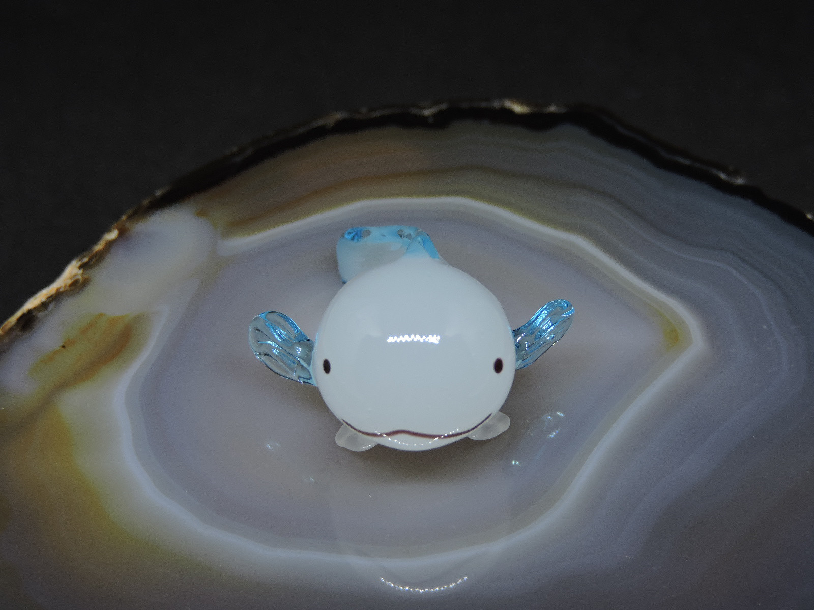 深い青色ガラスの魚型の灰皿 兼 花瓶 ※蚊取り線香置き 小物入れetcにも 深い青色ガラスの魚型の灰皿 兼 花瓶 ※蚊取り線香置き 小物入れetc