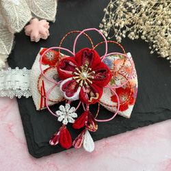 和風 ベビー ヘアバンド つまみ細工 100日祝い 百日祝い お食い初め ひな祭り 753 七五三 和 ベビー袴 髪飾り 3枚目の画像