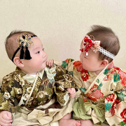 和風 ベビー ヘアバンド つまみ細工 100日祝い 百日祝い お食い初め ひな祭り 753 七五三 和 ベビー袴 髪飾り 10枚目の画像