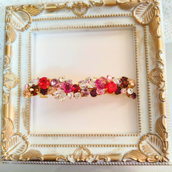 スワロフスキー ビジュー バレッタ ピンク系 バレッタ L_otus 通販