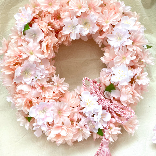 ふわふわ満開桜リース アーティフィシャルフラワー リース くれは 通販