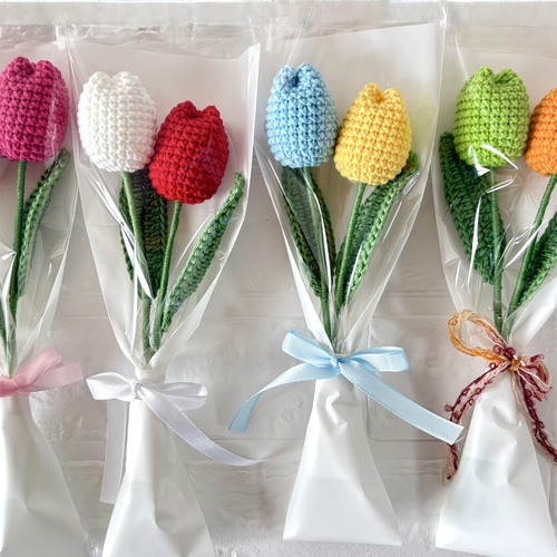 ハンドメイドチューリップ枯れない花かぎ針あみぐるみプレゼント入学式