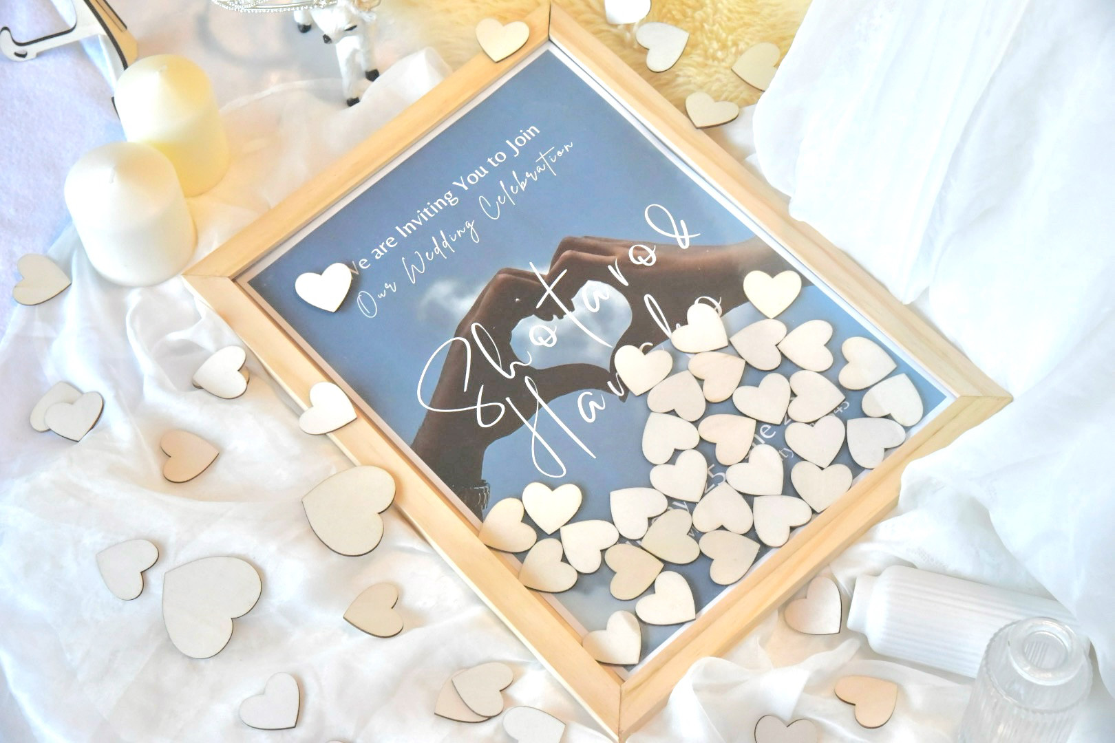 《再販×9》【写真/名入れ】大きなハートドロップス/結婚証明書/参加者リスト［heart collection］