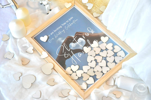 再販×9》【写真/名入れ】大きなハートドロップス/結婚証明書/参加者