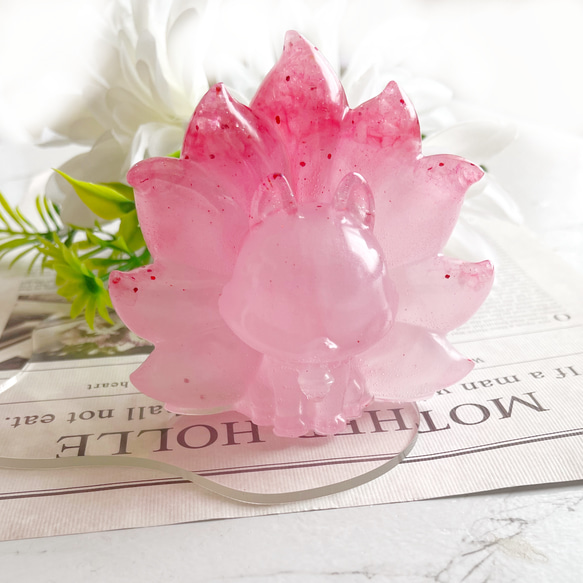 天然石】ローズクォーツ 九尾の置物 上質な天然ローズクォーツ