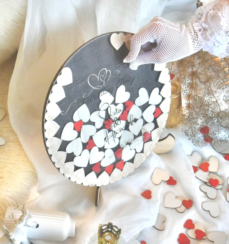 期間限定値下げ【名入れ/ゲスト参加型】ハートドロップス/結婚証明書/参加者リスト［heart collection］