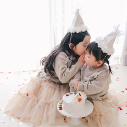 《お花*名入れパーティーハット》花冠　王冠　誕生日　ベビークラウン　ハーフバースデー　花かんむり　100日祝い　帽子 16枚目の画像