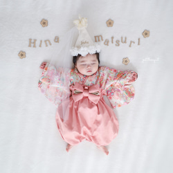 《お花*名入れパーティーハット》花冠　王冠　誕生日　ベビークラウン　ハーフバースデー　花かんむり　100日祝い　帽子 10枚目の画像