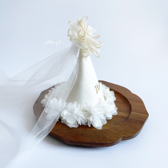 《お花*名入れパーティーハット》花冠　王冠　誕生日　ベビークラウン　ハーフバースデー　花かんむり　100日祝い　帽子 7枚目の画像