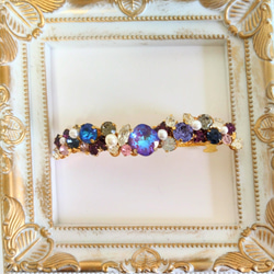 スワロフスキー ビジュー バレッタ ブルーバイオレット系 バレッタ