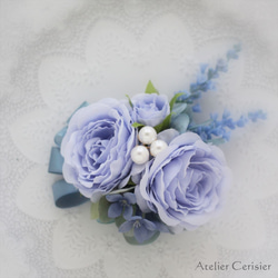 ライトブルー ローズ コサージュ 水色【卒業式 入学式 セレモニー】＃105 4枚目の画像