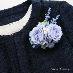 ライトブルー ローズ コサージュ 水色【卒業式 入学式 セレモニー】＃105 2枚目の画像