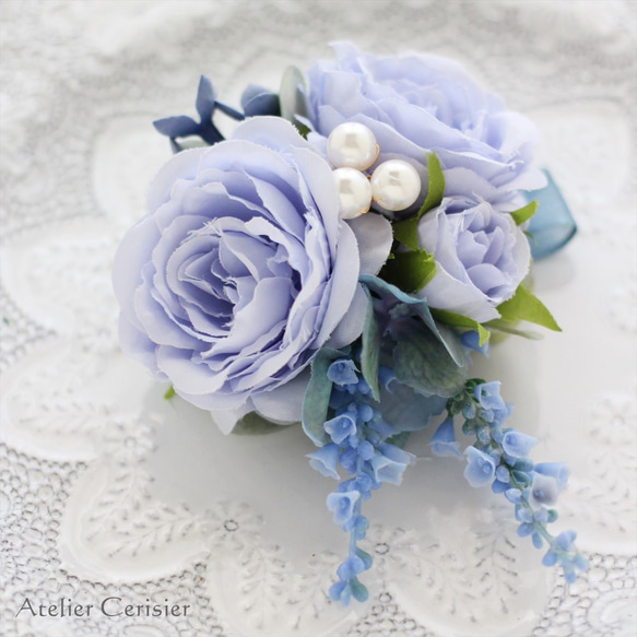 ライトブルー ローズ コサージュ 水色【卒業式 入学式 セレモニー】＃105 5枚目の画像