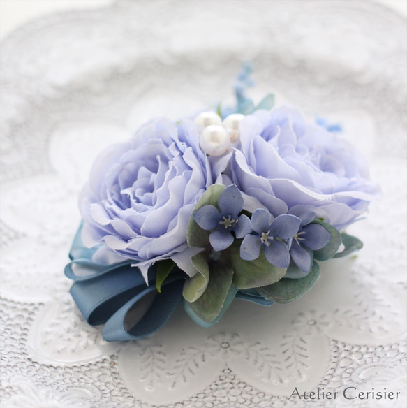 ライトブルー ローズ コサージュ 水色【卒業式 入学式 セレモニー】＃105 6枚目の画像