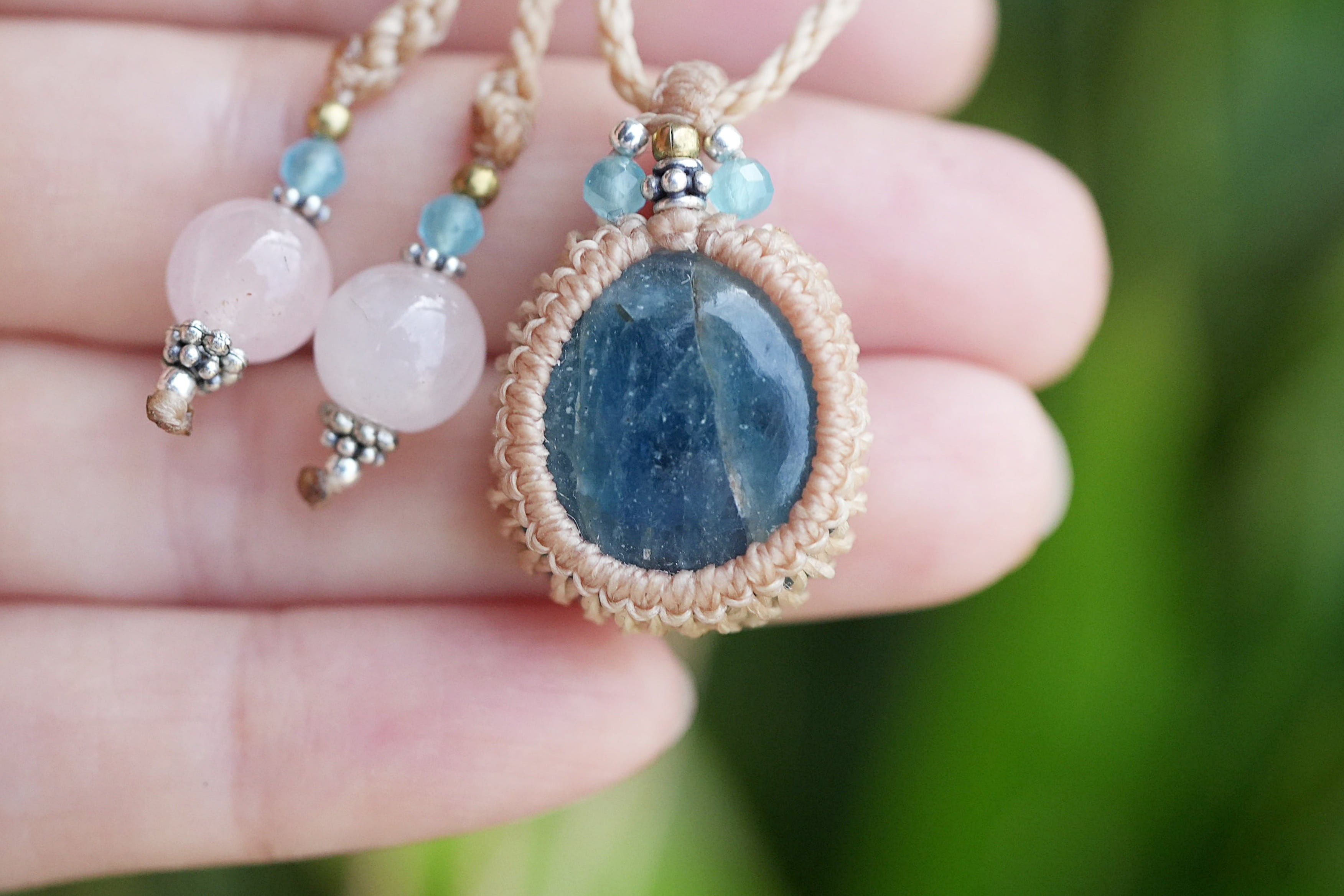 ディープブルー アクアマリン マクラメネックレス 【公式通販】