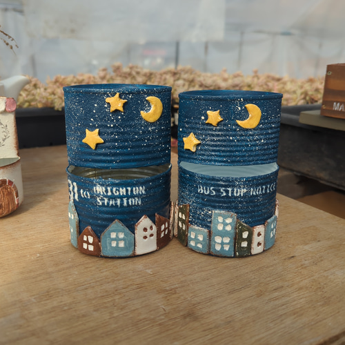 36.（トマト缶2個）リメイク缶 リメ缶 プランター ガーデニング 多肉