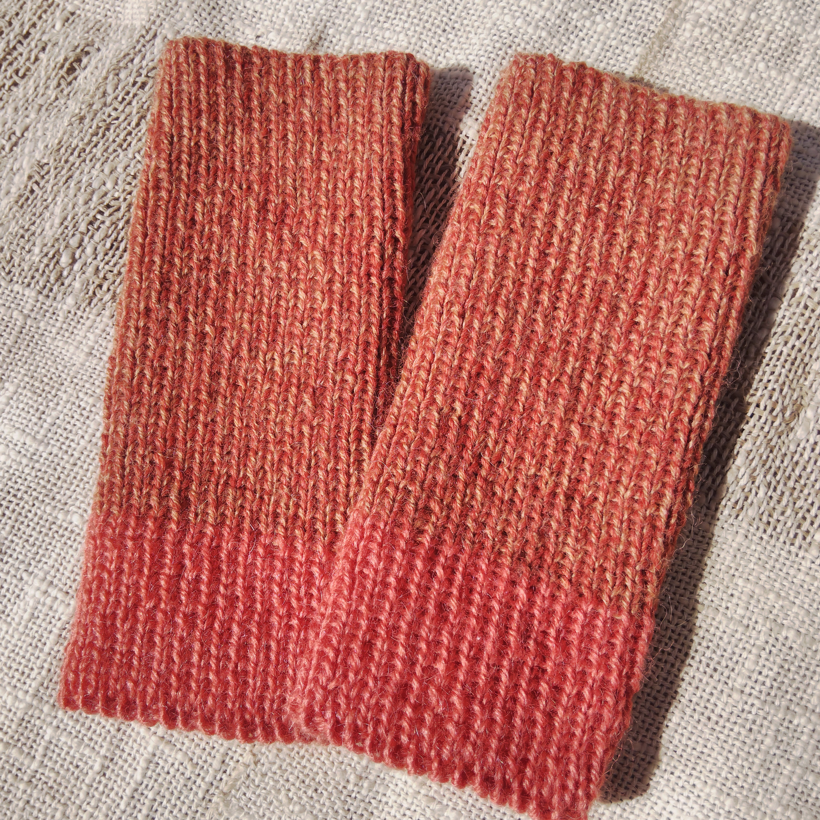 六葉茜染め×ビワ染め アルパカ×ウール アンクル&リストウォーマー