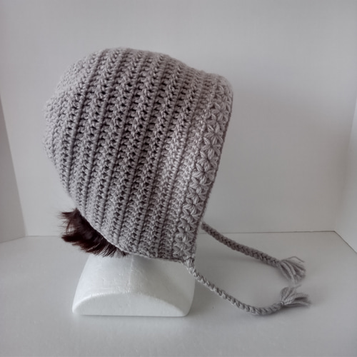 35大人のボンネットニット帽 グレー ニット帽・ビーニー きみ