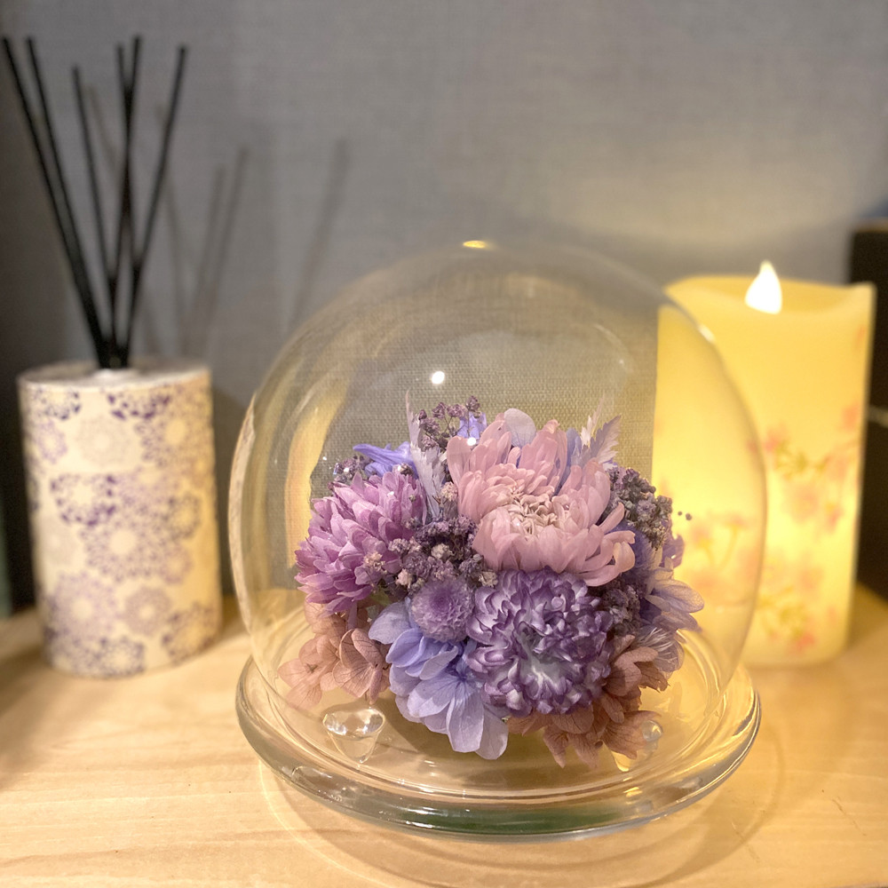 母の日　父の日　敬老の日　お彼岸　お供え　ガラスドーム　プラネットリンギク