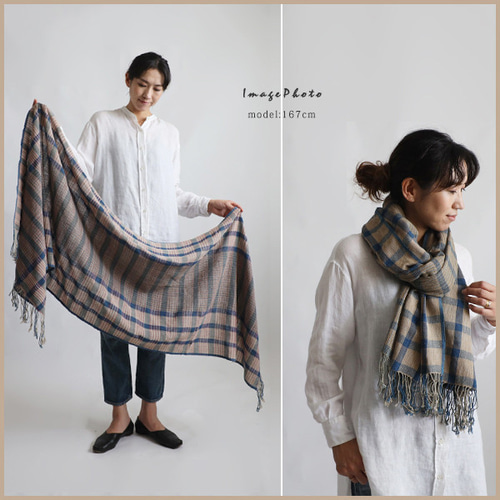 夏の日2025最終SALE 手紡 草木染め糸 手織り布 大判