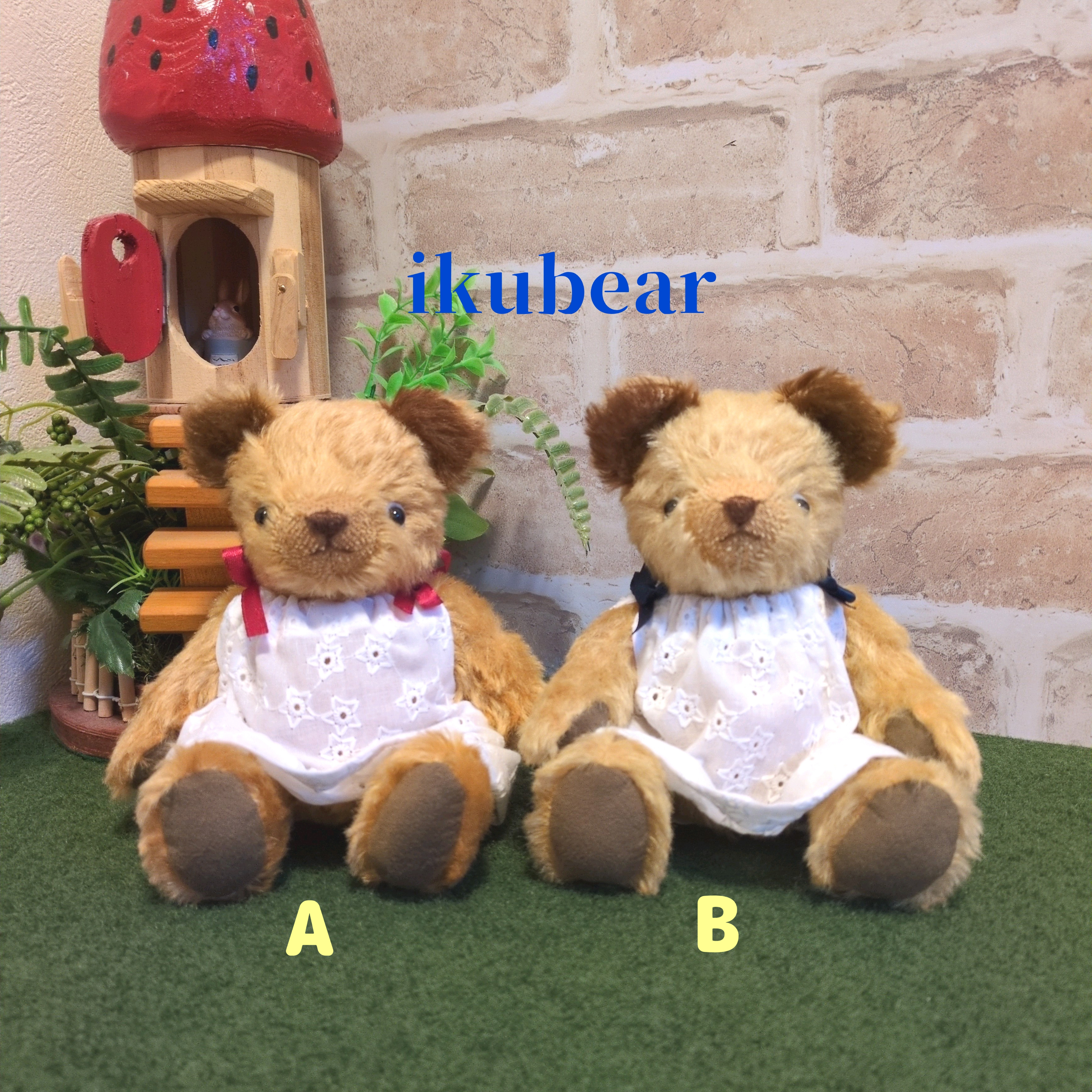 白レースワンピースのテディベア