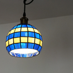 緑ストライプのダウンライト ver.1 ステンドグラスとLED（白昼色