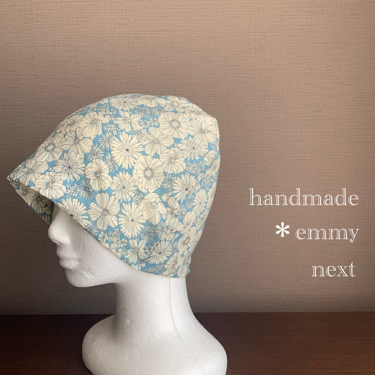 品質保証 送料無料＊handmadeダブルガーゼ帽子〈Le parterre くすみブルー 帽子