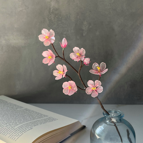 【専用出品】立体刺繍　桜一輪挿し（deep pink） 再販】桜の花 ディップフラワー桜 枯れない桜 一輪挿し・花瓶・花器