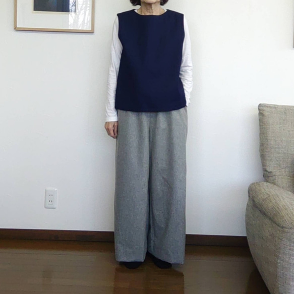サイズ別     岡山デニムのベスト      インディゴネイビー 1枚目の画像