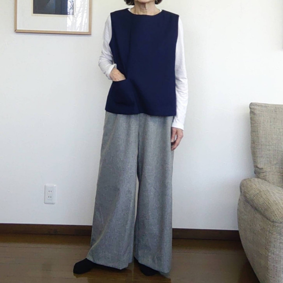 サイズ別     岡山デニムのベスト      インディゴネイビー 2枚目の画像