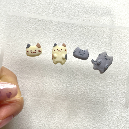 選べる/ゆるかわ猫さん3Dネイルパーツ/デコパーツ ネイルチップ（つけ