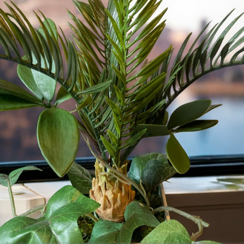 光触媒　人工観葉植物　ウォールグリーン　フェイクグリーン　テーブルヤシアレンジ@ 光触媒 人工観葉 ウォールグリーン フェイクグリーン 壁掛けテーブル