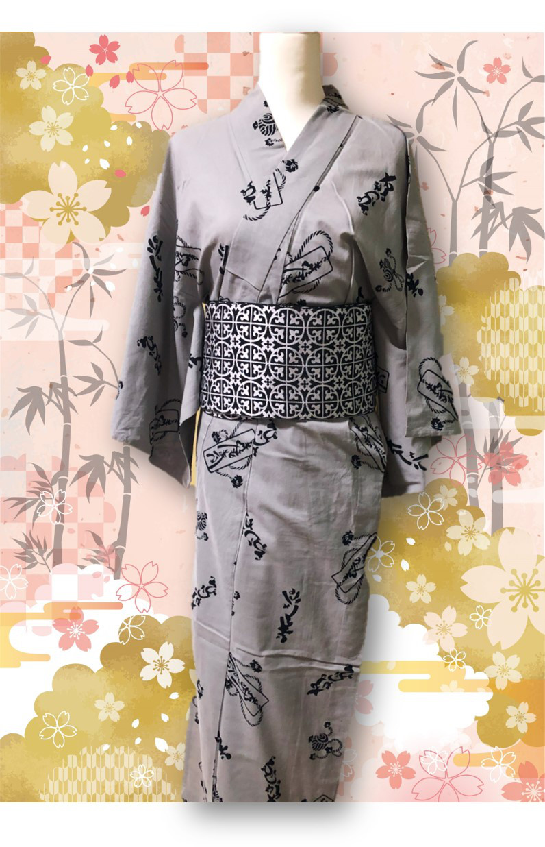 浪漫　綿100%若武者柄着物