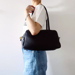 スモールボストン　ブラック　本革製　ボストンバッグ 7枚目の画像