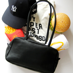 スモールボストン　ブラック　本革製　ボストンバッグ 2枚目の画像