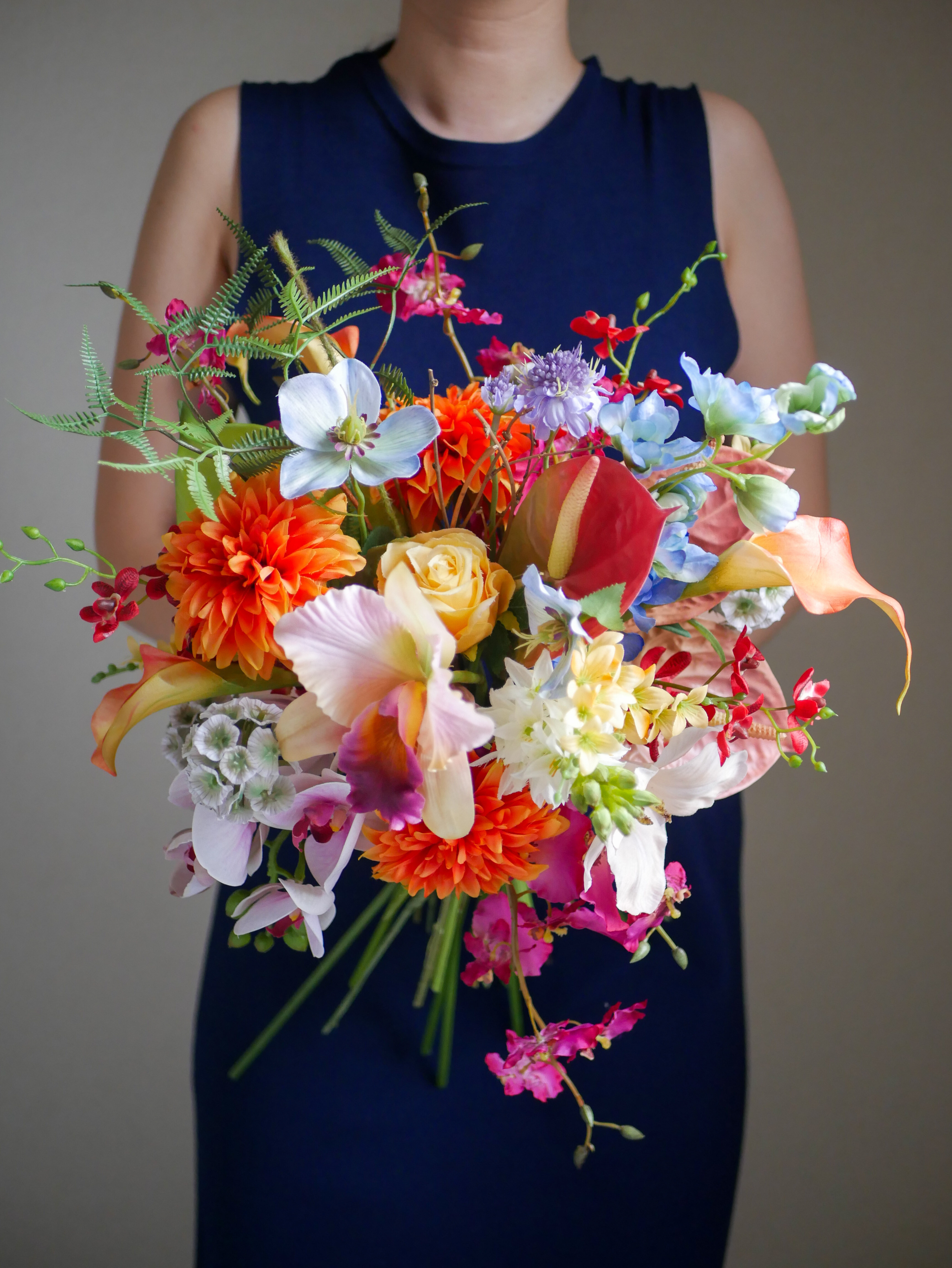 ウェディングブーケ　トロピカルブーケ　リゾートブーケ　アーティフィシャルフラワー　韓国ブーケ　カラフルブーケ