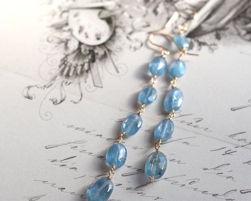 590/14kgfパープルフローライト×カイヤナイトピアスorイヤリング