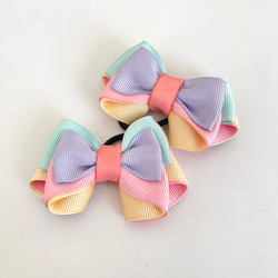 レインボー☆リボンヘアゴム☆ピンク ヘアゴム Rêves_ruban 通販