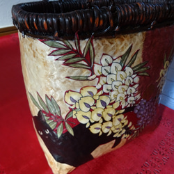 一閑張りバック 内布付き 扇柄 古文書 かごバッグ ミモザ子 通販