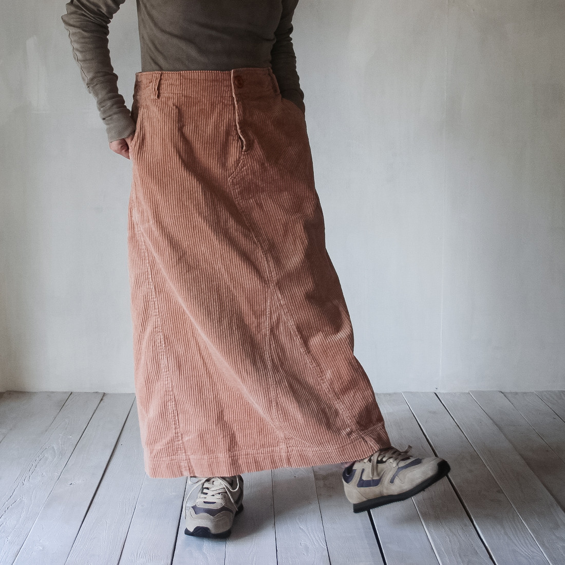 Re：make? skirt ‐6Wcorduroy‐ / 桜鼠色 / 草木染め