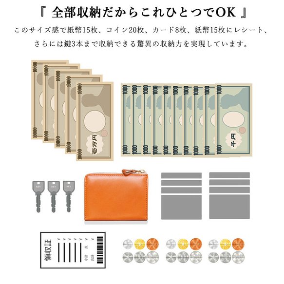 【イントレチャート柄★SATTO L】小さいのにお札が折れない！Lファス型最小に挑む栃木レザーミニ財布 3color 14枚目の画像