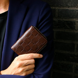 【イントレチャート柄★SATTO L】小さいのにお札が折れない！Lファス型最小に挑む栃木レザーミニ財布 3color 15枚目の画像