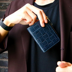 【イントレチャート柄★SATTO L】小さいのにお札が折れない！Lファス型最小に挑む栃木レザーミニ財布 3color 16枚目の画像