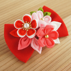 つまみ細工 ちりめん リボン 小さめ 髪飾り クリップ 七五三 成人式