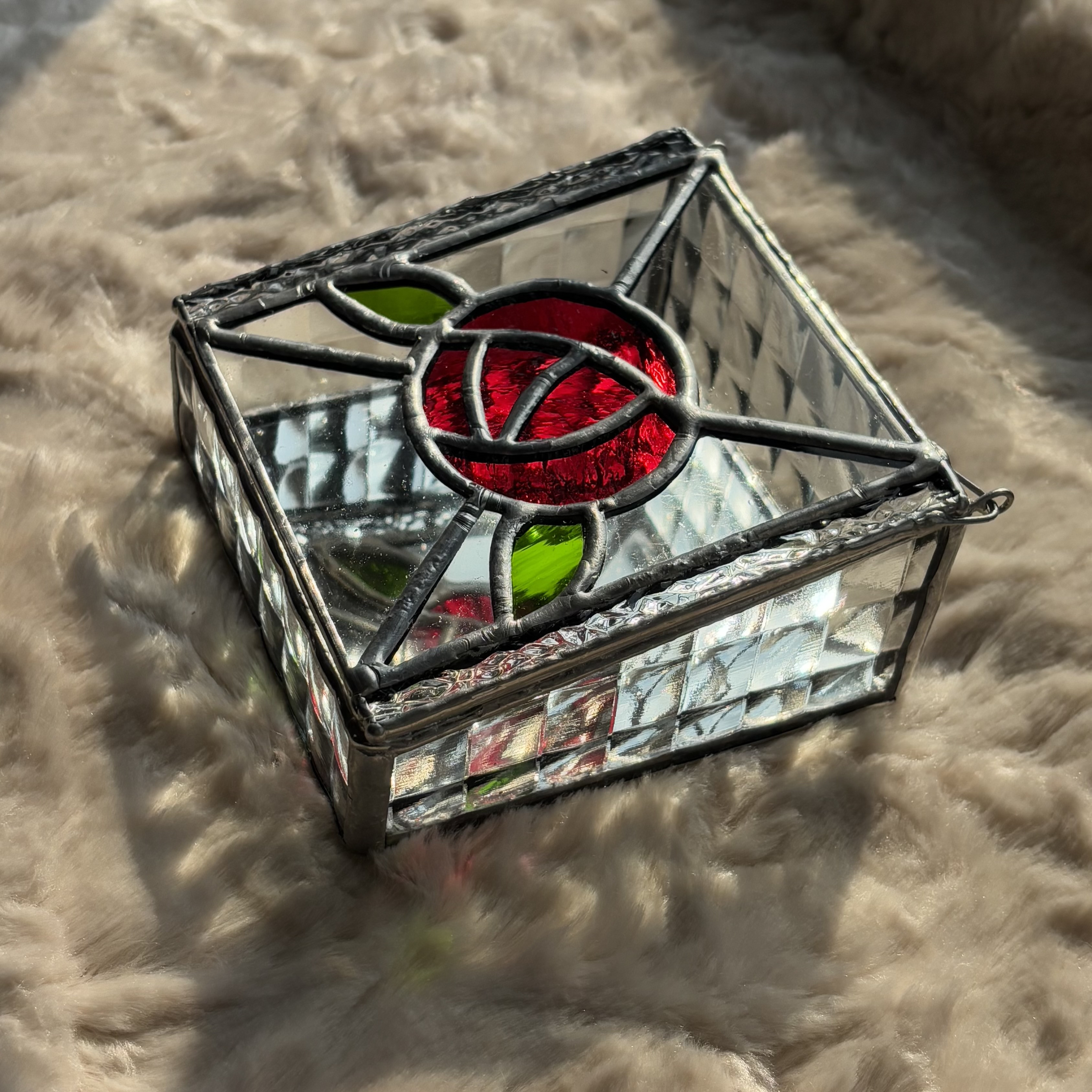 ステンドグラスリングピロー" ROSE "