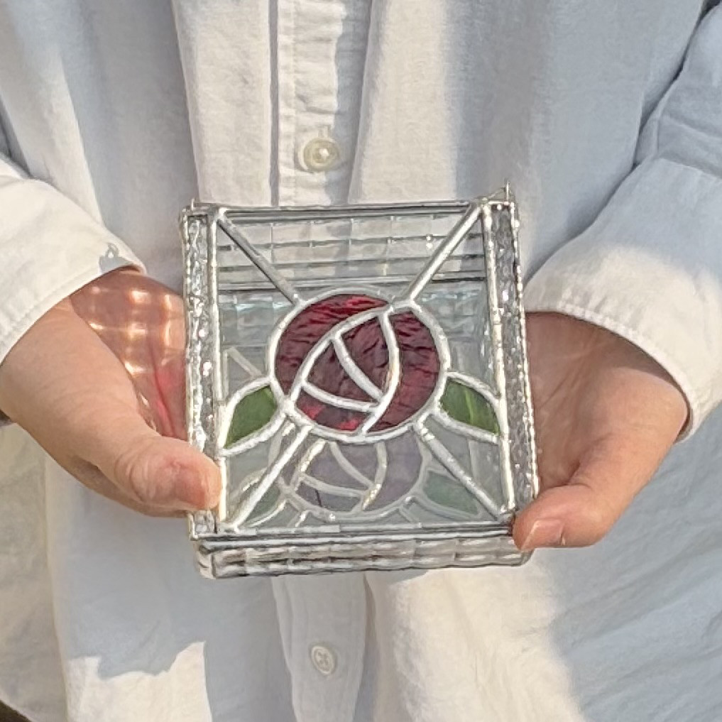 ステンドグラスリングピロー" ROSE "