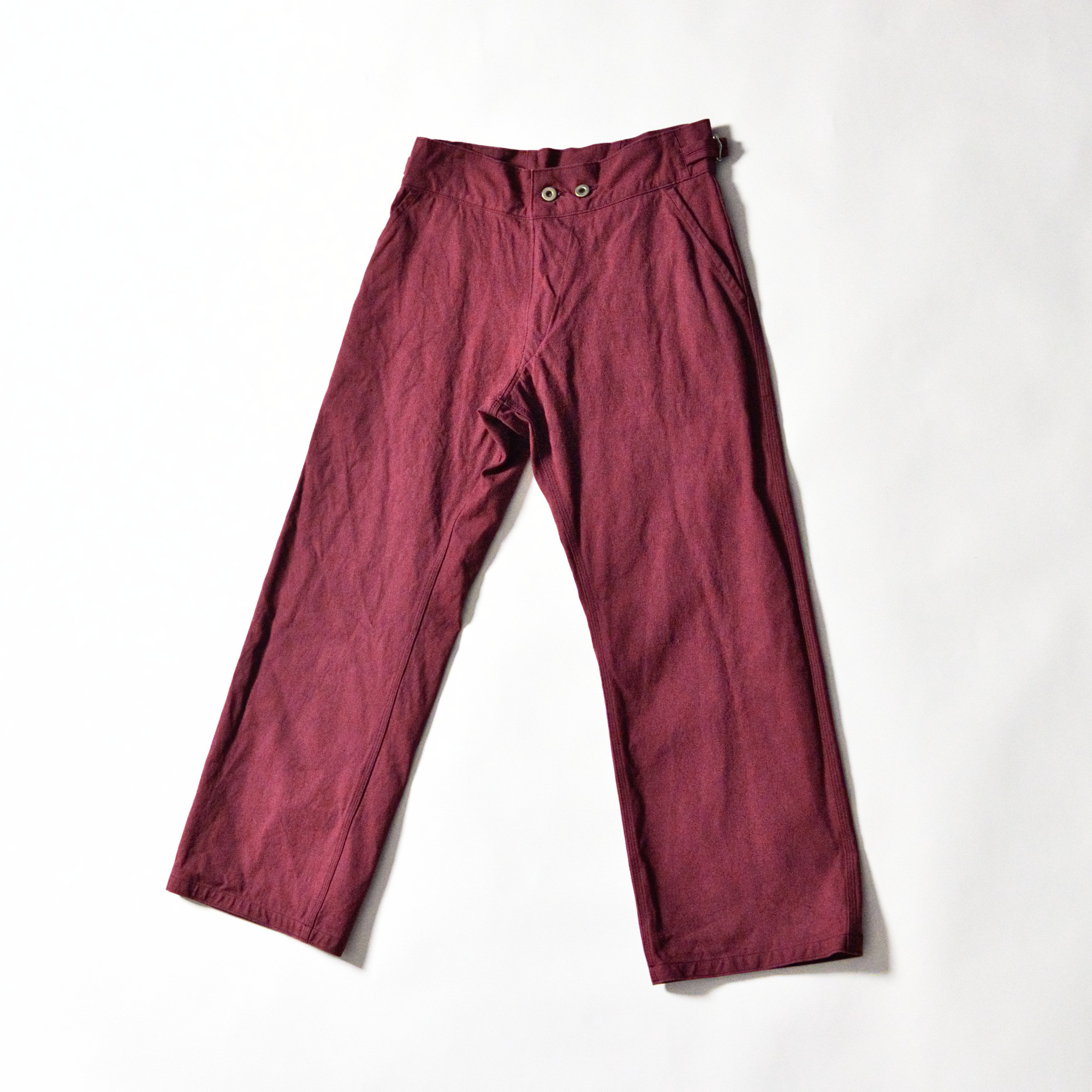 【1点のみ】ジャッカンワイドパンツ（ワンウォッシュ11号帆布、赤紫） (ウエスト38cm) No.70